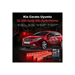 STS Oto Aksesuar Kia Cerato Uyumlu RGB Ayak Altı LED 12 Led Kumandalı Müzik Duyarlı Araç İçi Aydınlatma 7 Renk 12V