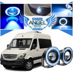STS Oto Aksesuar Mercedes - Benz Sprinter Uyumlu, Universal Mercekli LED Angel Sis Farı, 76MM Buz Mavi Renk - Buz Mavisi