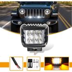 STS Oto Aksesuar Off Road Motosiklet 45W 12 LED 10CM Beyaz Turuncu Çakarlı Kare Sis Farı Çalışma Lambası 1 Adet - Turuncu - Beyaz