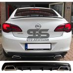 STS Oto Aksesuar Opel Astra J Difüzör Arka Tampon Eki 2 Egzoz Çıkışlı Siyah Lüx Tip