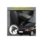 STS Oto Aksesuar Opel Corsa B Uyumlu Kol Dayama Ve Kolçak Sürgülü Bardaklıklı Ayarlanabilir Siyah Deri