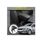STS Oto Aksesuar Peugeot 301 2012-2021Uyumlu Kol Dayama Ve Kolçak Sürgülü Bardaklıklı Ayarlanabilir Siyah Deri