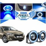 STS Oto Aksesuar Peugeot 301 Uyumlu, Universal Mercekli LED Angel Sis Farı, 76MM Buz Mavi Renk