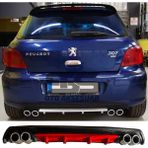 STS Oto Aksesuar Peugeot 307 Difüzör Arka Tampon Eki 4 Egzoz Çıkışlı Kırmızı Lüx Tip
