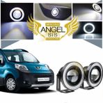 STS Oto Aksesuar Peugeot Bipper Uyumlu, Universal Mercekli LED Angel Sis Farı, 76MM Beyaz Renk