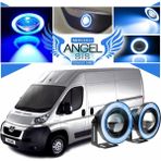 STS Oto Aksesuar Peugeot Boxer Uyumlu, Universal Mercekli LED Angel Sis Farı, 76MM Buz Mavi Renk