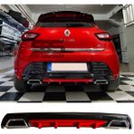 STS Oto Aksesuar Renault Clio 4 Difüzör Arka Tampon Eki 2 Egzoz Çıkışlı Kırmızı Lüx Tip)