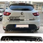 STS Oto Aksesuar Renault Clio 4 Difüzör Arka Tampon Eki 4 Egzoz Çıkışlı Siyah Lüx Tip