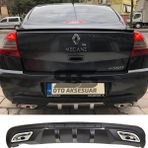 STS Oto Aksesuar Renault Megane 2 Sedan Difüzör Arka Tampon Eki 2 Egzoz Çıkışlı Siyah