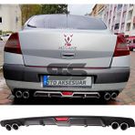 STS Oto Aksesuar Renault Megane 2 Sedan Difüzör Arka Tampon Eki 4 Egzoz Çıkışlı Siyah