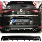 STS Oto Aksesuar Renault Megane 4 Difüzör Arka Tampon Eki 2 Egzoz Çıkışlı Siyah Lüx Tip