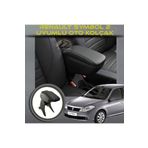 STS Oto Aksesuar Renault Symbol 2008–2012 Uyumlu Kol Dayama Ve Kolçak Sürgülü Bardaklıklı Ayarlanabilir Siyah Deri