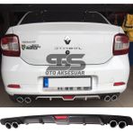 STS Oto Aksesuar Renault Symbol Difüzör Arka Tampon Eki 4 Egzoz Çıkışlı Siyah