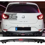 STS Oto Aksesuar Seat Ibiza Difüzör Arka Tampon Eki 4 Egzoz Çıkışlı Siyah