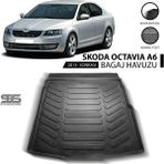 STS Oto Aksesuar Skoda Octavia A6 Bagaj Havuzu 2013 Sonrası Havuzlu Bagaj Paspası - Karbon