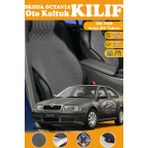 STS Oto Aksesuar Skoda Octavia Uyumlu Siyah Prestij Serisi Dokuma Kumaş Oto Koltuk Kılıfı Ön Tam Arka Alt