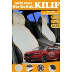 STS Oto Aksesuar Skoda Scala Uyumlu Bej Prestij Serisi Dokuma Kumaş Oto Koltuk Kılıfı Ön Tam Arka Alt