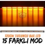 STS Oto Aksesuar Turuncu Tepe Çakar Bar LED 120CM 12-24V Off Road Çekici Traktör Ikaz Lambası Çakar 15 Modlu