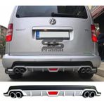 STS Oto Aksesuar Volkswagen Caddy Difüzör Arka Tampon Eki 4 Egzoz Çıkışlı Gri