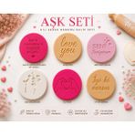 Studio Aslan Design Aşk Seti 6’lı Şeker Hamuru Kalıbı – Love You, Seni Seviyorum, Iyi Ki Varsın Yazılı Fondant Pasta & Kurabiye Damga Seti - Beyaz