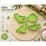 Studio Aslan Design Dinozor Şeker Hamuru ve Kurabiye Kalıbı Seti – Dino Temalı Fondant Pasta Süsleme Kalıpları - Beyaz