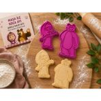 Studio Aslan Design Maşa ile Koca Ayı 2’li Şeker Hamuru ve Kurabiye Kalıbı Seti – Fondant Pasta Süsleme Kalıpları - Beyaz