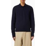 Studio Nicholson Sark Erkek Polo Kazak, Lüks Merino Yün, Minimalist ve Zarif Tasarım - Lacivert - XL