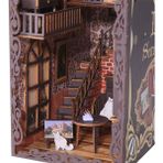 Studios Dıy Kitap Köşesi Seti, Bodrum Kitaplık Ekleme Dekoru Sokak, Işıklarla, Çocuklar/yetişkinler Için 3D Ahşap Yapboz Dekoratif (Yurt Dışından) - Renkli