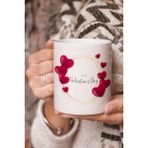 Stüdyo SM Vektörel Çizim Kalpli Happy Valentines Day Yazılı Logo Baskılı Kupa Bardak