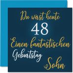 Stuff4 48. Doğum Günü Kartı Oğul - Fantastik - 48 Yaşındaki Oğlu için Doğum Günü Kartı Anne Babadan Hediyeler, 145 mm Kırk Sekiz Doğum Günü Hediyesi Tebrik Kartı