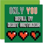 Stuff4 Erkek Arkadaş, Kız Arkadaş, Koca Karı için Komik Oyun Yıldönümü Kartı - 8 Bit Aşk - Retro Oyun Sevgililer Günü Kartı Kadın Erkek, 145 mm x 145 mm Nişanlısı Nişanlısı için Doğum Günü Tebrik Kartları