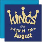 Stuff4 Erkek ve erkek doğum günü kartları – Kings Are Born In August – Happy Birthday kartları koca arkadaş baba oğul erkek kardeş büyük baba amca dede arkadaş 145 mm x 145 mm komik tebrik kartları hediye fikirleri