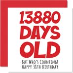 Stuff4 Erkekler ve kadınlar için 38. doğum günü kartı – 13880 günlük – komik doğum günü kartı yetişkinler için 3880 günlük – erkek kardeş, oğul, anne, baba 145 mm x 145 mm