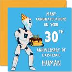 Stuff4 Erkekler ve kadınlar için eğlenceli 30. doğum günü kartı – Robot droid – Baba, anne, oğul, kız, erkek kardeş, kız kardeş, amca, teyze, kuzen için Happy Birthday kartı, 145 mm x 145 mm,