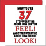 Stuff4 Erkekler ve kadınlar için eğlenceli doğum günü kartı – How old You Look – Baba, anne, oğul, kız, erkek kardeş, kız kardeş, amca, teyze, kuzen, 145 mm x 145 mm tebrik kartları