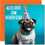 Stuff4 Erkekler ve kadınlar için eğlenceli doğum günü kartları - Parti Pug - Anne, baba, kız kardeş, erkek kardeş, kız, amca, teyze, oğul, kız için doğum günü kartı, 145 mm x 145 mm, mizah şakası,