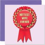 Stuff4 Eşiniz için sevimli yıl dönümü kartı – Hottest Wife Ödülü Rozeti – Kadınlar ve sizin için kocanız için komik düğün kartı, 145 mm x 145 mm doğum günü, sevgililer günü, nişanlılar için tebrik kartları
