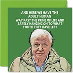 Stuff4 Komik David Attenborough doğum günü kartı, erkekler ve kadınlar için, anne, baba, erkek kardeş, kız kardeş, oğul, kız, büyükanne, büyük baba için mutlu yıllar kartları, 145 mm x 145 mm