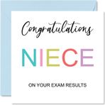 Stuff4 Kongratulations Niece Cards - On Your Exams - Proud of You Card Congrats Mezuniyet Derecesi Sınav Sonuçları Okul Kolej Sınavları GCSE A Level Uni, 145 mm x 145 mm Well Done Tebrik Kartları