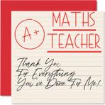 Stuff4 Matematik öğretmenleri için teşekkür kartları, A+ öğretmen, erkek, kadın, öğretmen için teşekkür kartları, 145 mm x 145 mm, hediye için teşekkür kartları