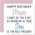 Stuff4 Oğul Annesi için Eğlenceli Doğum Günü Kartları – Happy Birthday Mom No Gift – Oğul, Bebek, Erkek Çocuk, Anne, Anne, Anne, Doğum Günü Hediyeleri, 145 mm x 145 mm