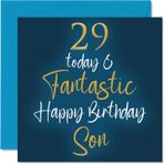 Stuff4 Oğul için Fantastik 29. Doğum Günü Kartları - 29 Bugün ve Fantastik - Anne veya Babadan Oğul için Mutlu Doğum Günü Kartı, Oğul Doğum Günü Hediyeleri, 14,7 x 13,7 cm Doğum Günü Tebrik Kartları Oğul