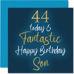 Stuff4 Oğul için Fantastik 44. Doğum Günü Kartları - 44 Bugün ve Fantastik - Anne veya Babadan Oğul için Mutlu Doğum Günü Kartı, Oğul Doğum Günü Hediyeleri, 14,7 x 13,7 cm Doğum Günü Tebrik Kartları Oğul