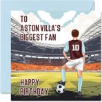 Stuff4 Villa hayranları için futbol doğum günü kartı – büyük taraftar – oğul, baba, erkek kardeş, amca, meslektaş, arkadaş, kuzen için eğlenceli doğum günü kartı, 145 mm x 145 mm, Footy Footie doğum