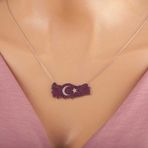 Stumbanng 925 Ayar Gümüş Ay Yıldız Türkiye Haritası Kadın Kolye