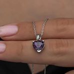 Stumbanng 925 Ayar Gümüş Mor Taşlı Kalpli Kadın Kolye