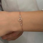 Stumbanng 925 Ayar Gümüş Rose Kalpli Tektaş Kadın Bileklik