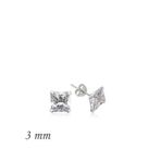 Stumbanng Gümüş Kare Tek Taş Zirkon Küpe - 3 mm