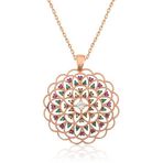 Stumbanng Gümüş Rose Geometrik Desenli Madalyon Kolye
