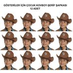 Stumbanng Kovboy Şerif Şapkası Kahve 12 Adet - Kostüm, Parti ve Gösteri Şapkası